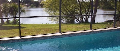 Pool view looking out over lake