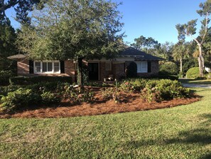 Front view of Cottage 20 during the winter. Perfect weather year round.