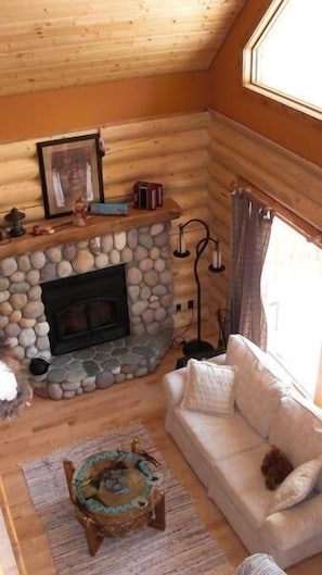 cozy woodburning fireplace