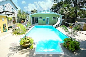 View from the bungalow siding glass doors (living room).  