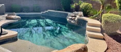 Shallow sandbar entrance to pool.