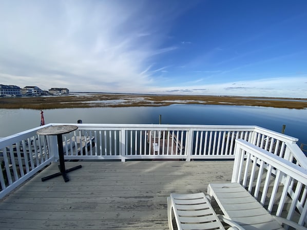 Canal-front, grassy sound sw view