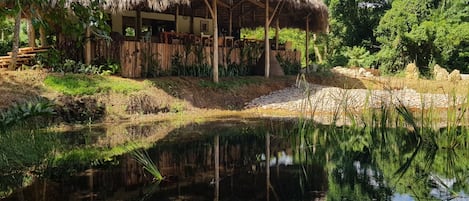 Kitchen and dining area overlooking the river