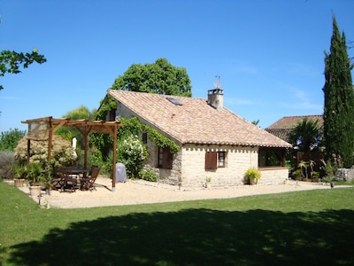 Family-friendly, dog-friendly gite with pool, play area & views near Cahors