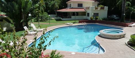 Mahogany from the garden above the main pool.