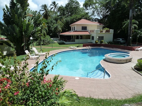 Mahogany from the garden above the main pool.