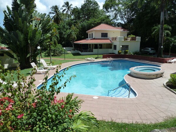 Mahogany from the garden above the main pool.