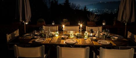 dinners on the terrace overlooking the town and hills of Camaiore.  