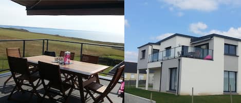 Vue de la terrasse et vue générale de la maison