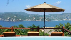 The view from the infinity pool and palapa area