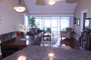 Granite countertop and dining room