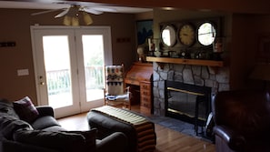 Living Room with Wood burning fireplace