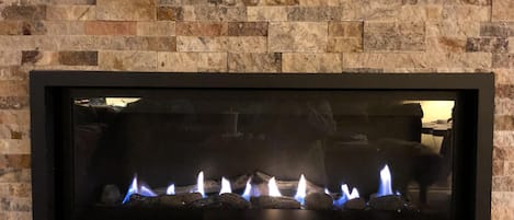 Linear gas fireplace to keep you cozy on those chilly nights!