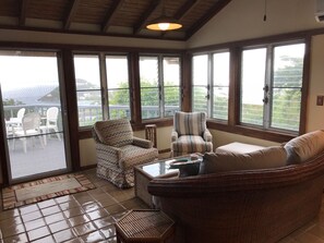 Living room, looking out to deck