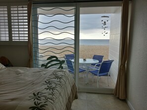 Bedroom looking out onto beach