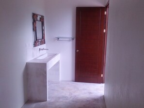 leading to outdoor bathroom