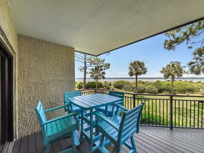 Balcony with Views of the Calibogue Sound at 1848 Beachside Tennis