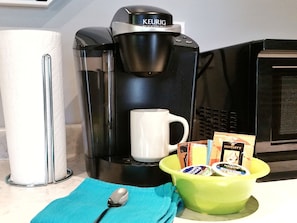 Jumpstart your morning with the convenient Keurig coffee maker.