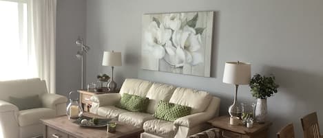 Living room with cathedral ceiling 