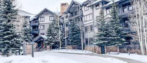 Approach to Mountain Thunder Lodge, winter 