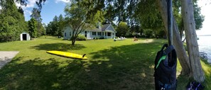 Panorama photo of lakefront.