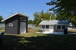 Lots of yard space to utilize during your stay. Your Bunker Oasis is the unit with the cement pad in the front with the picnic table
