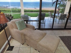 Relaxing reading area with views of the ocean!