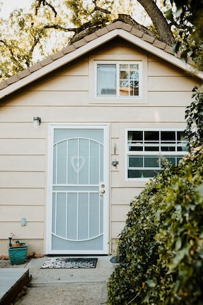 A welcoming entrance to the cottage