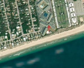 Aerial view.  Red arrow points to D-101