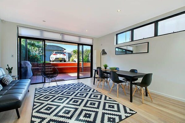 Living room looking out towards off street parking
