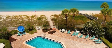 Take in the Gulf of Mexico and a view of the pool from your covered balcony!