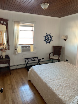 Bedroom 1 - on lower level with queen bed. Connects to bedroom 2.