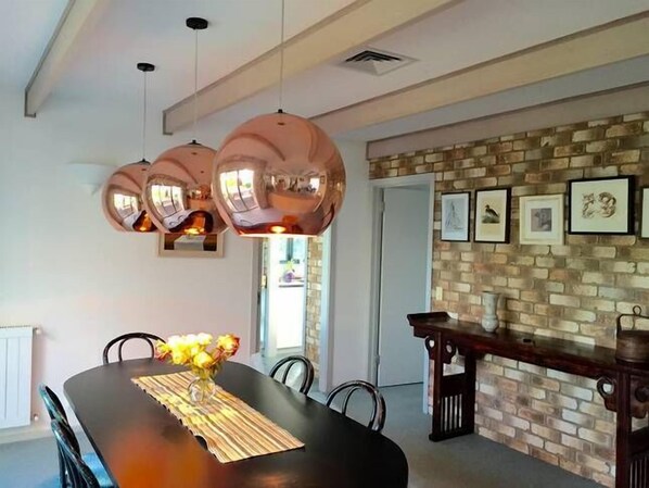 Welcome to our home. Big table for dinner parties!