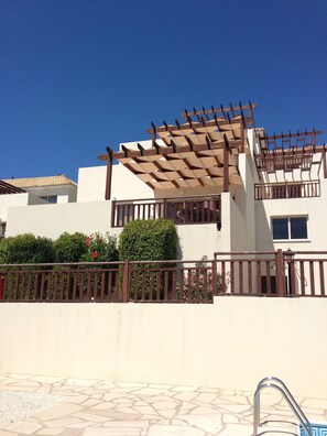 View from the pool to aparment