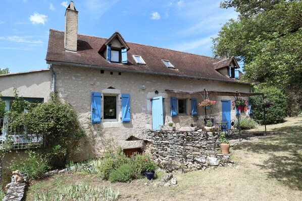 South side of house with shaded terrace  