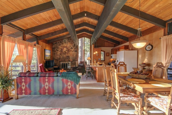 Vaulted ceilings and the spacious, open floorplan make it great for socializing.