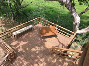 Large deck with swing