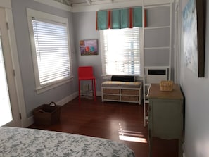 Upstairs - Spacious bedroom with ocean views from balcony