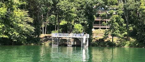 2 Covered Slips; Double Decker Dock w/Slide in Quiet Cove (Has Deep Water)