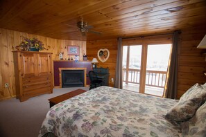 Bedroom; with bathroom, fireplace and balcony in each bedroom