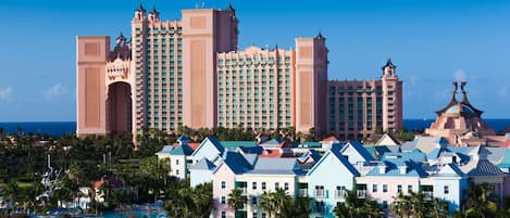 Villas are pastel buildings, located right on Atlantis Resort, access included