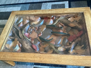 Unique in lay glassed coffee table