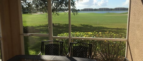 Golf course and lake view from the lanai