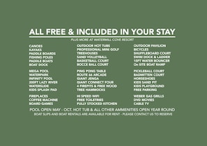 List of free amenities you will get with your stay!