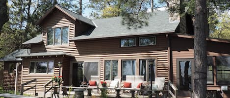 Your home for a week,  our charming cabin with lakefront view and large deck!