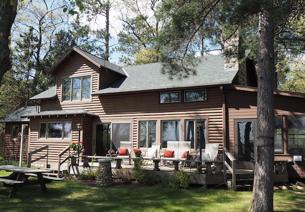 Your home for a week,  our charming cabin with lakefront view and large deck!