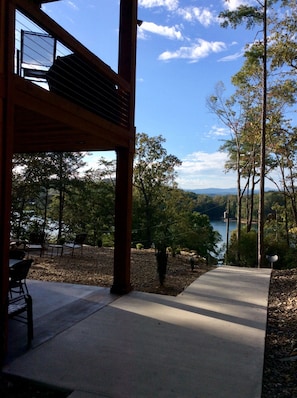 Upper & Lower Porches. Lake & Mountain View’s. Fire Pit Area. Path to Lake.