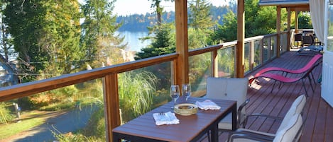 Expansive deck off the living-room and kitchen