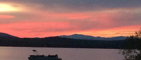 Mt. Washington and the Presidential Range in NH at sunset.