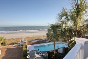 View of the beach and pool from the upper balcony